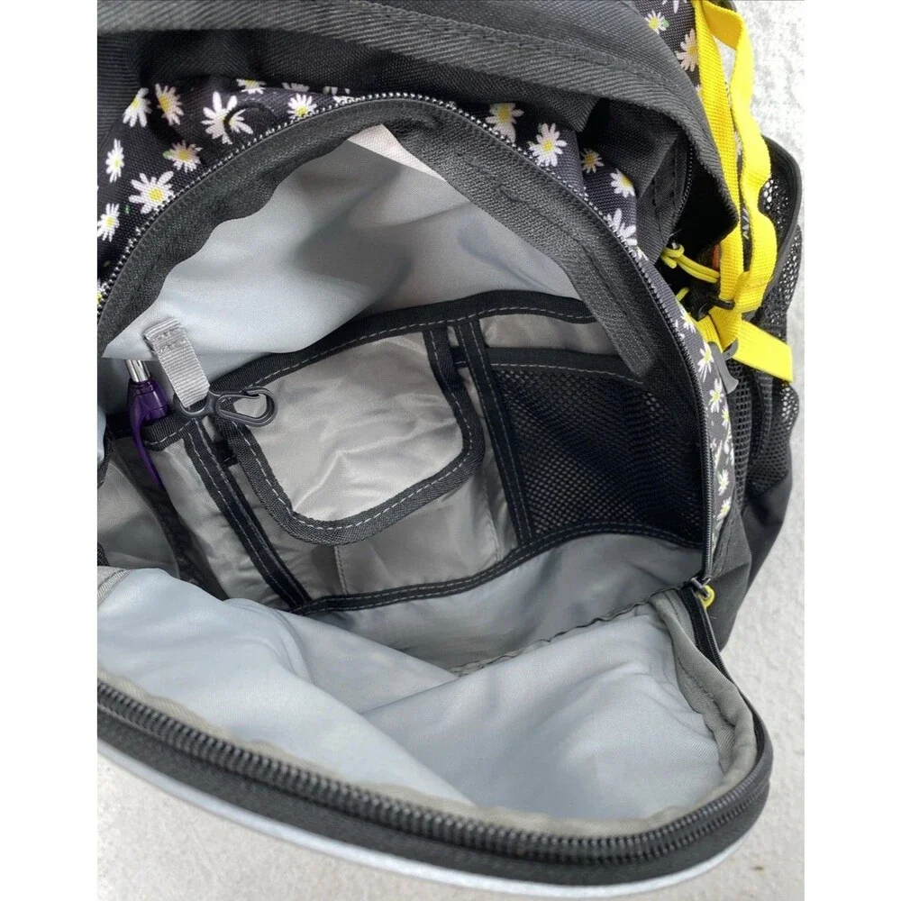 High Sierra Loop Backpack Daisy Floral Print Black Yellow School Travel Daypack